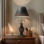 Distressed Black Finish Metal Table Lamp, Classic Vase Shape, Floral Decorative Table Lamp - Ideal for Rustic, Shabby Chic or Antique Decor - Image 3