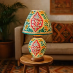 Handcrafted Camel Skin Leather Lamp | Pakistani Decorative Lamps | Traditional Side Table Light | Handmade Home Decor Gift