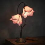Tiffany Style Stained Glass Flower Table Lamp – Vintage European Bedside Light E27 LED Desk Lamp Living Room Decor